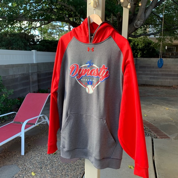 Dynasty Baseball Under Armor hoodie grey and red size XL/TG/EG - Picture 1 of 14